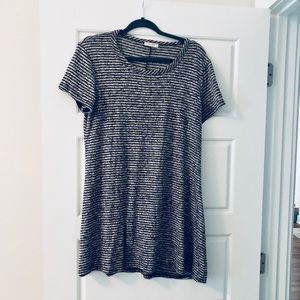 Grey/black/white striped T-shirt dress